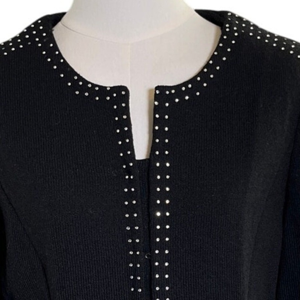 Black Knit‎ Rhinestone Trim Blazer Jacket Women's 10 Todd & Olivia - Picture 6 of 12
